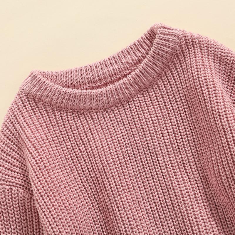 Product Introduction of Baby Girls Boys Autumn Winter Knit Sweater Solid Color Long Sleeve Crewneck Knitwear 43