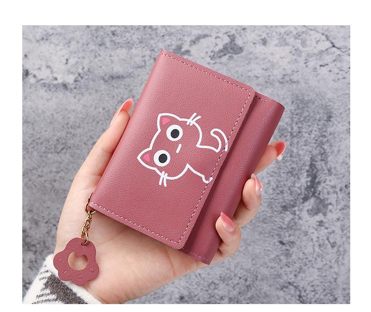 Product Introduction of Cute Wallet Women's Short Three Fold Cat Girl's Small Wallet Wallet Women's Soil Wallet 13