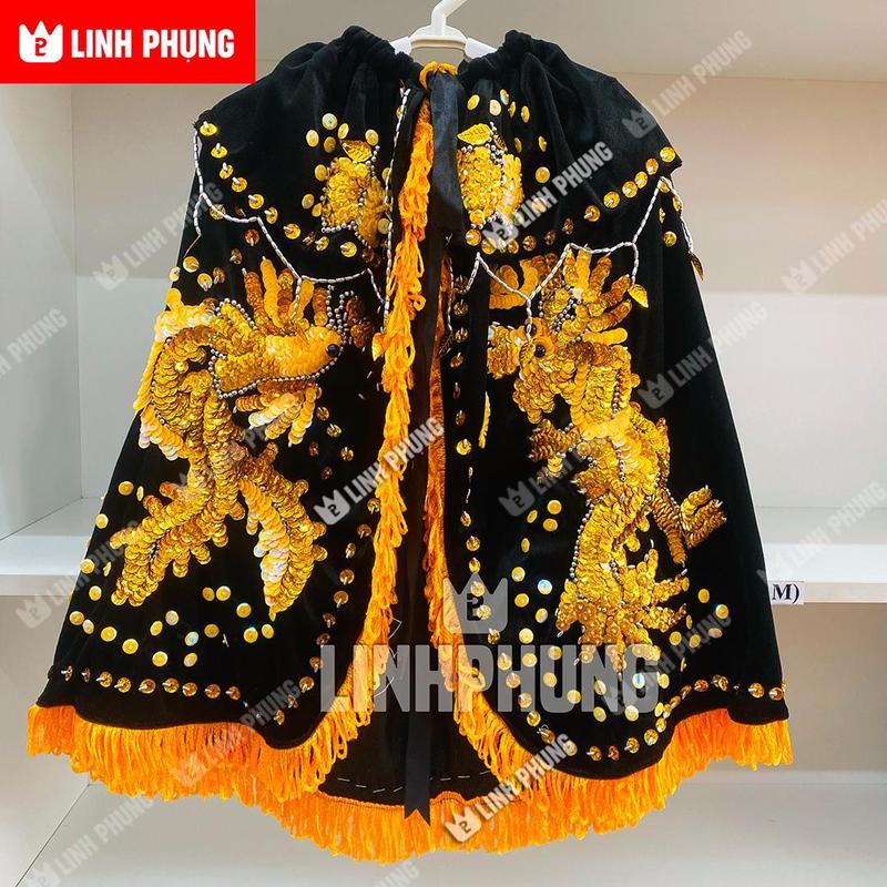 Áo Choàng Nhung Rồng Phụng Vàng Decal Cúng Bà Địa Mẫu Chúa Xứ Ngũ Hành,v.v.. - Mã SP: CRPTV