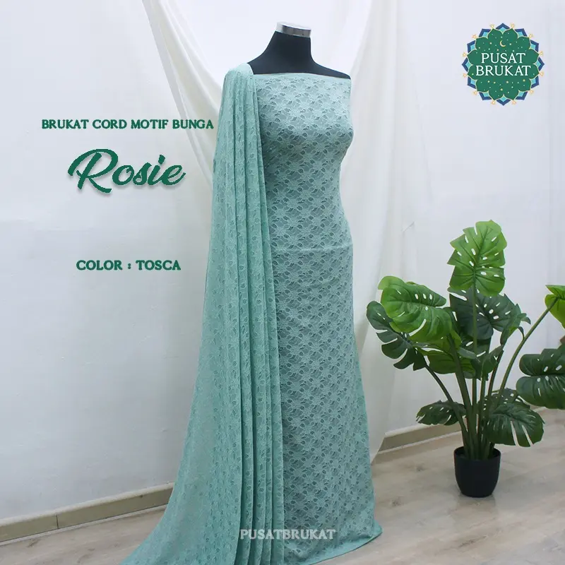 KAIN BRUKAT CORD / BAHAN BROKAT LACE METERAN KEBAYA WARNA SOFT, PBY 7146 ROSIE LEBAR 150CM [Harga per 0.5m] Pink 4