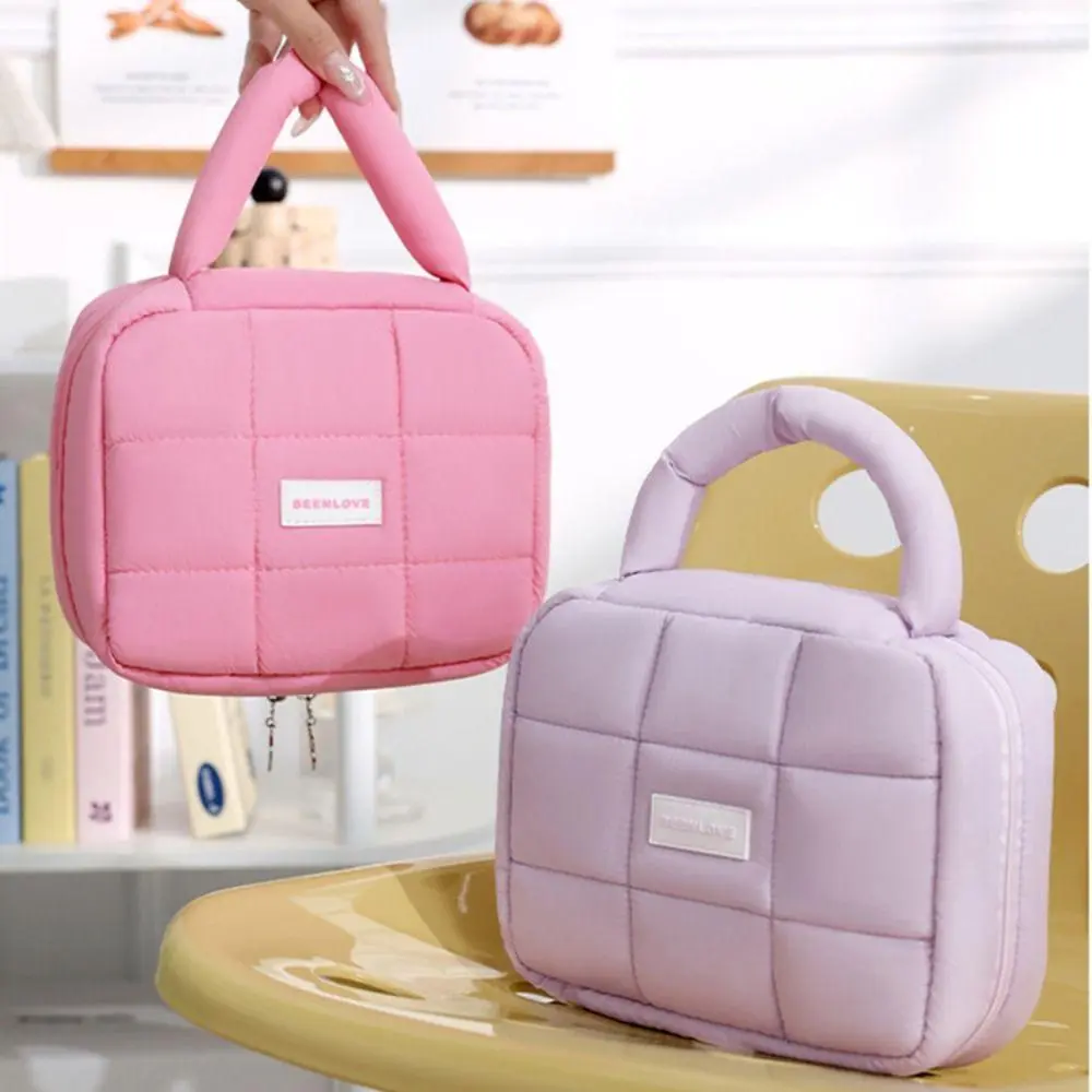 Beg Solek Gebu, Warna Pepejal Fesyen, Kapasiti Besar, Bahan Nilon, Beg Kuilt Perjalanan, Beg Tangan Zip, Beg Simpanan Kosmetik