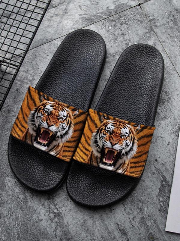 Women's Tiger Print Slides, Casual Comfortable Home Slippers, Soft Non-slip Slippers for Indoor & Outdoor Wear, Flipflop 3