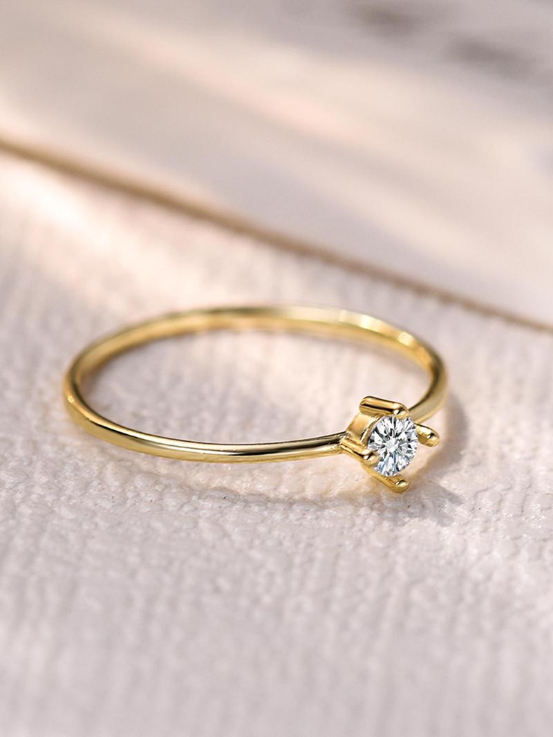 Product Introduction of 925 Sterling Silver Simple Style Artificial Zircon Inlaid Ring, Fashion Accessories for Women, Trendy All-match & Exquisite Jewelry for Birthday Gift 3