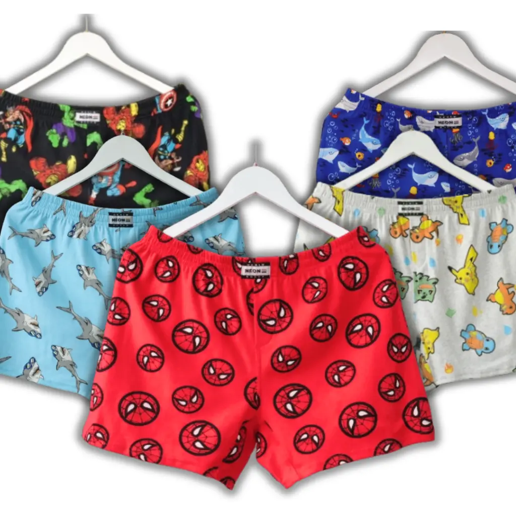 Quần đùi ngủ nam nữ chất cotton họa tiết hoạt hình vải mềm mịn và thoáng mát
