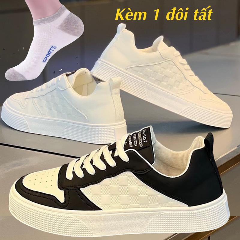 ( XẢ KHO ) Giày nam ĐEN TRẮNG, giày thời trang nam, Giày nam thể thao, giày sneaker phong cách trẻ trung thời trang Caro Cao Su Shoes Chống Trơn giàybata nam giày full trắng giày giay  bannhieunhat giay  vai