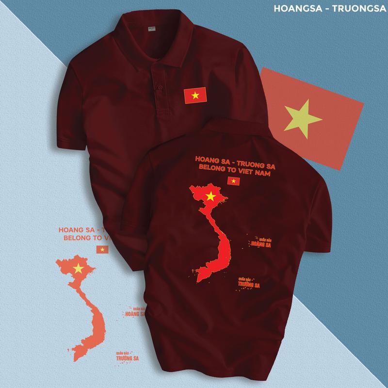 Áo thun POLO HOÀNG SA - TRƯỜNG SA vải cá sấu sang trọng, lịch lãm, thoáng mát - FREESHIP Extra Nam Menswear Cộc Tay Có Cổ thông thường áo thun cơ bản