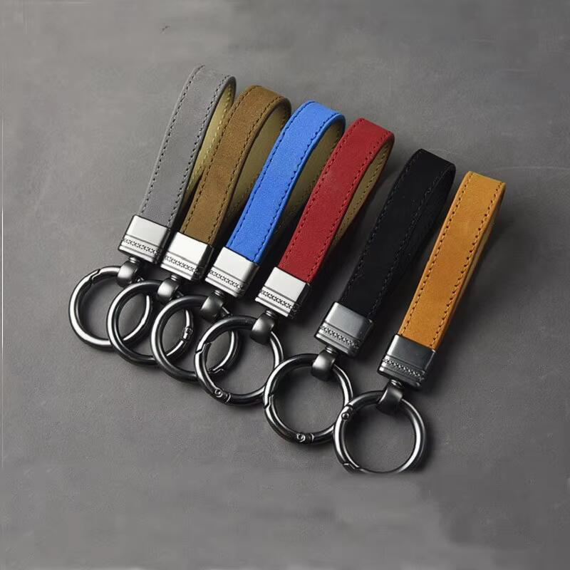 Product Introduction of Genuine Keychain Top-end Business Gift For Man Good Quality Black Brown Real Leather Car Keyholder Key Chain 8