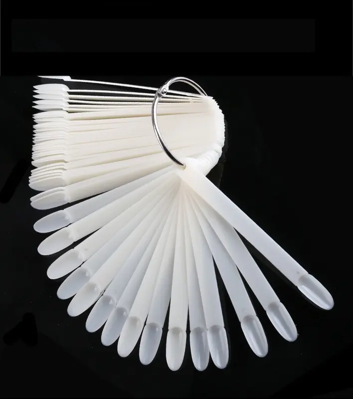 KMN 50pcs Display Kuku Nail Art Warna Kutek Kuku Bentuk Oval Color Ring Chart Kipas Nail Art Tools Kuas 3