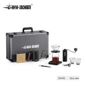 MHW-3BOMBER B-2 Tactics Set Tactical Suitcase 10pcs Coffee Gift Set Manual Grinder Kettle Scale V60 Server