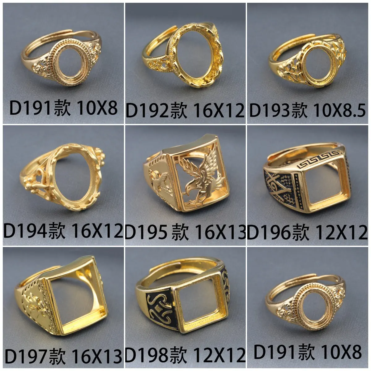 Cincin Emas Bersalut Tembaga, Gaya Bergaya Eropah dan Amerika, Warna Emas Bersalut Kuprum, Bingkai Cincin Wanita Berbilang Saiz Kosong, Pembukaan Cincin Perak, Bergaya, Bergaya