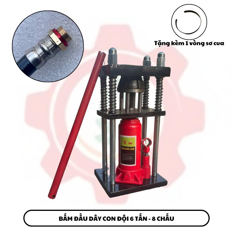 Máy bấm đầu ống áp lực cao 8-14 mm - Nén thủy lực 6 TẤN - Con đội bấm dây rửa xe bấm cos đầu dây