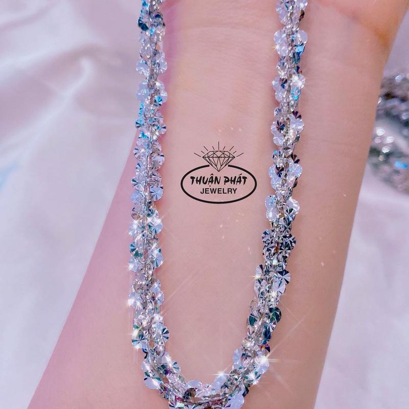 Phụ Kiện Dây Chuyền D01011 Xoắn Hoa Mai 8Li Đeo Cổ Sang Trọng Trang Sức Bạc Ý Xi Bạch Kim - Bạc Thuận Phát