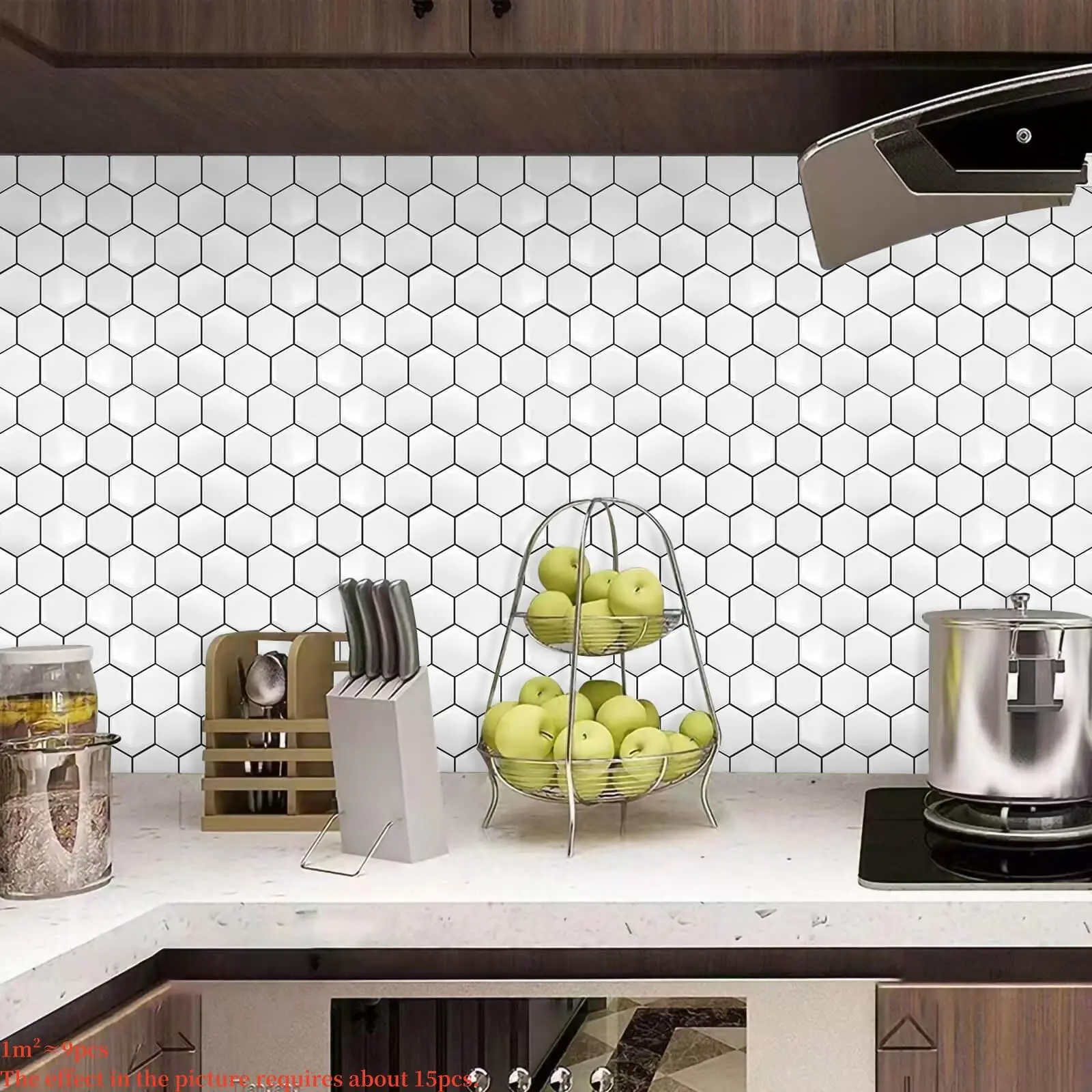 Hexagonal Shaped Self-adhesive Wall Tile Sticker, 4/10pcs Waterproof & Heat Resistant Wall Sticker, Easy To DIY Wall Decal for Bathroom Kitchen Living Room Bedroom