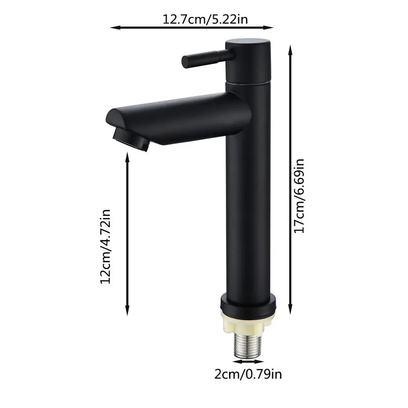 Stainless Steel Single Cold Water Faucet, Public Sink Faucet, For Bathroom And Kitchen 2