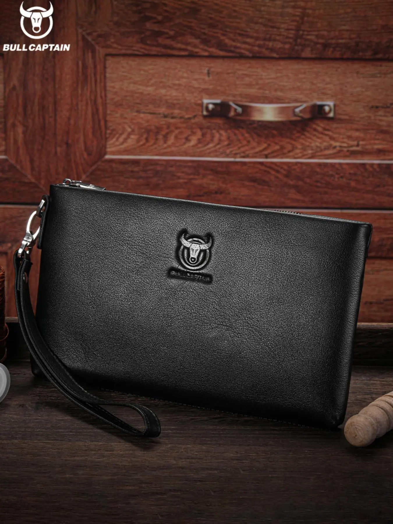 Men's Business Fashion Zipper Long Wallet, Casual Trendy Cowhide Clutch Bag, Fashionable Wallet for Daily Use