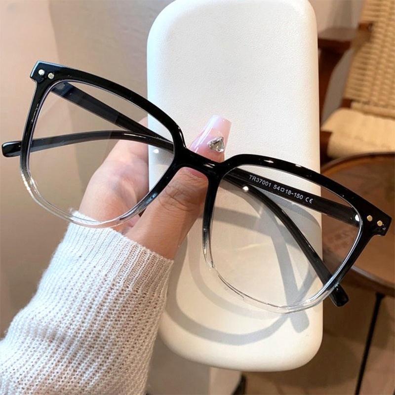 kính thời trang, -0.5-1.0-1.5-2.0-2.5-3.0-3.5-4.0-4.0° thời trang, nửa vành kim loại, kính chốngxanh biển ánh sáng nam / nữ, kính chống bức xạ máy tính kính oval vuông kính oval tròn Kính Mắt Voi