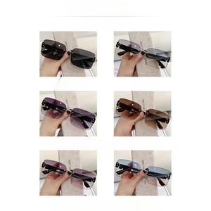 แว่นกันแดดไร้กรอบ มาใหม่ สำหรับผู้หญิง แฟชั่น ทรงสี่เหลี่ยมอินเทรนด์ กันยูวี สไตล์เดียวกัน