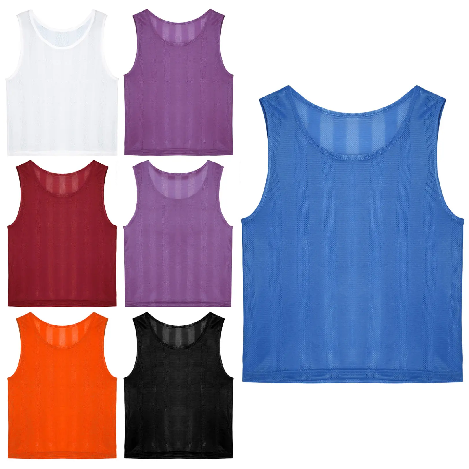 Renvena Unisex Kids Sports Scrimmage Training Vest Basketball Football Soccer Practice Jersey Mesh Fishnet Tank Tops