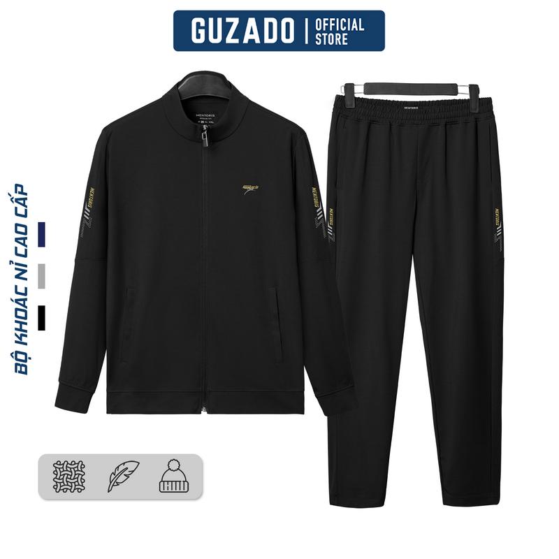 Bộ Nỉ Thể Thao Nam Cao Cấp GUZADO Dày Dặn Giữ Ấm Tốt Co Giãn Thoải Mái Thiết Kế Trẻ Trung Năng Động MBN2402