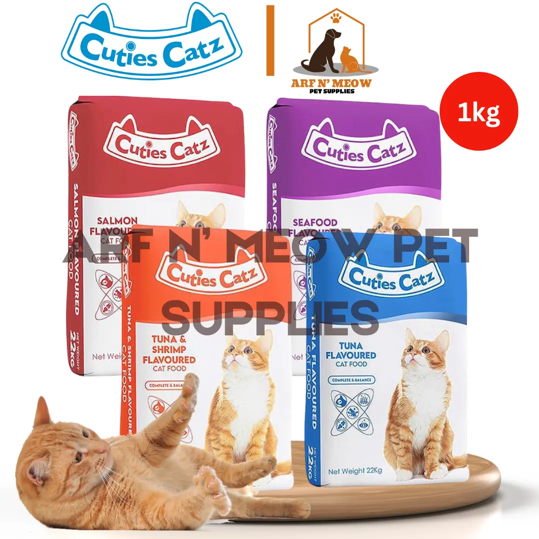 1kg CUTIES CATZ CAT FOOD Dry Food Cats Tuna Shrimp Seafood Essentials