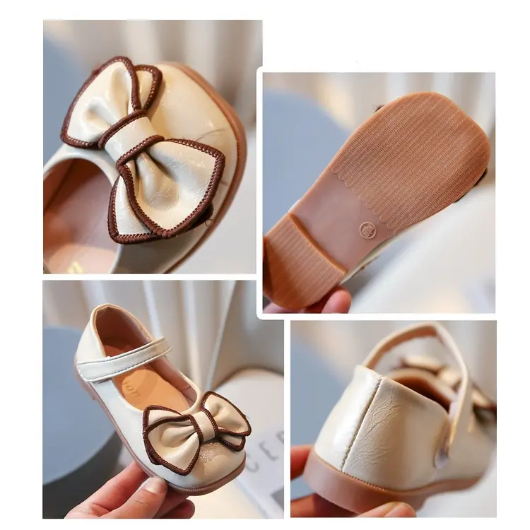 PreciousOne - Flatshoes / Sepatu flat anak perempuan motif pita dengan bordir dua warna kualitas premium 4