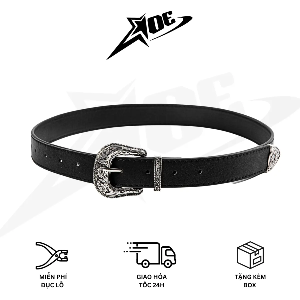 AOE STUDIO - Thắt lưng nam nữ da PU dây nịt cao cấp họa tiết nổi vintage phong cách Y2K