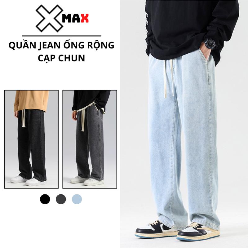 Quần jean nam cạp chun ống rộng dáng suông MAXSTORE quần bò jean nam hottrend Hàn Quốc B085 Menswear Pants