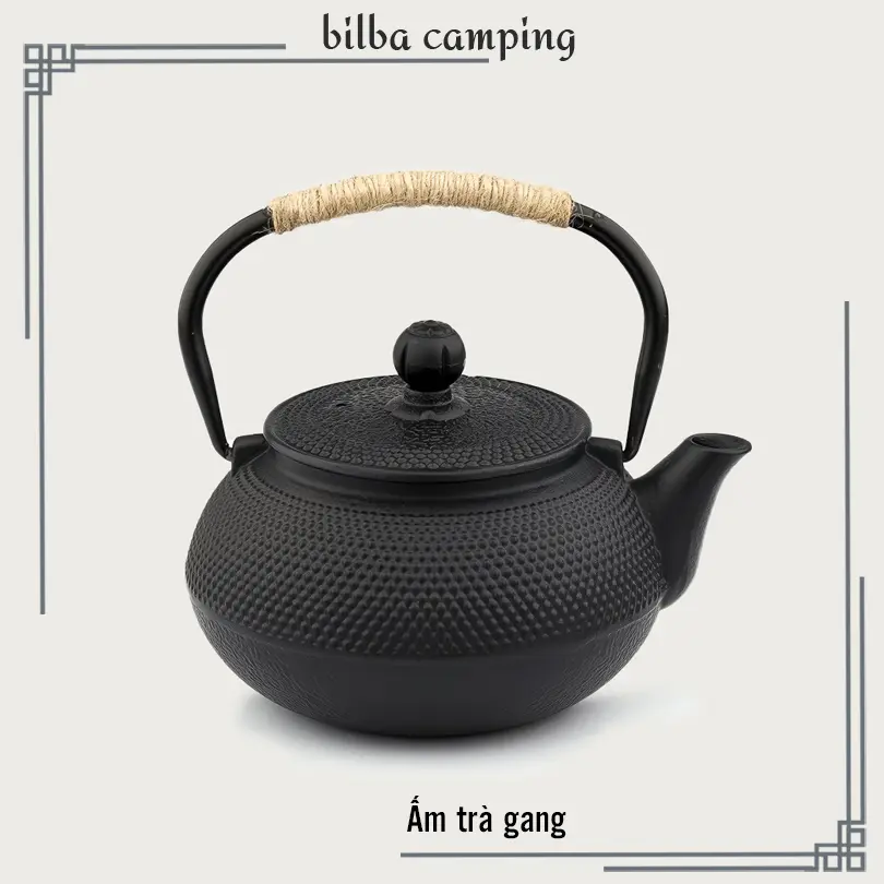 Billba Outdoors - Ấm đun nước pha trà Tetsubin bằng gang kiểu Nhật 900ml có bộ lưới lọc có thể tháo rời