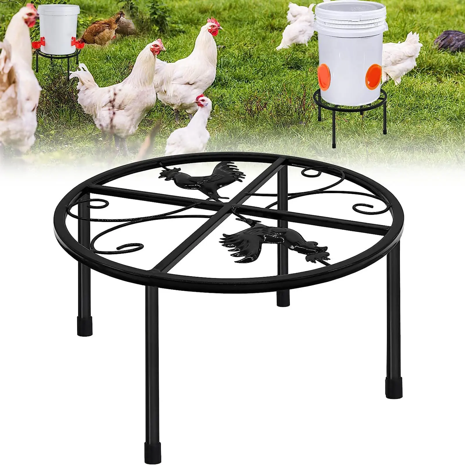 Chicken Feeder Stand Durable Strong Load Bearing Water Food Feeder Metal Support Stand for Home Yard Farm