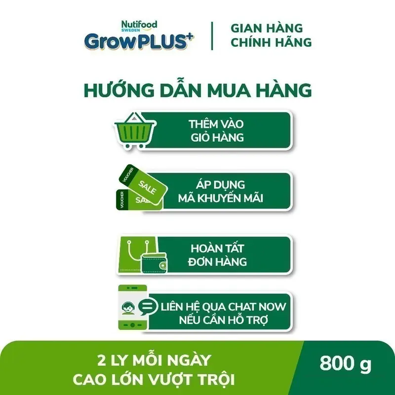 [GrowPLUS+ x Mẹ bé Thủy Thảo] Sữa Bột Nutifood GrowPLUS+ Cao Lớn Vượt Trội (Bạc) 2+ Lon 800g 8