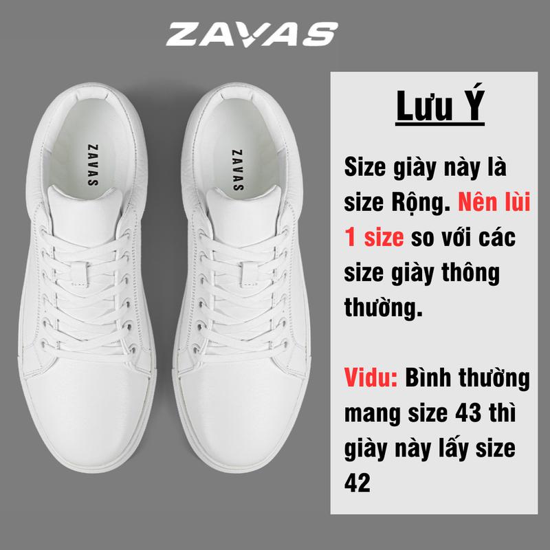 Product Introduction of Giày sneaker nam ZAVAS full trắng da thật không bong tróc form giày gọn thời trang - Z68 Shoes Đế Bằng 6