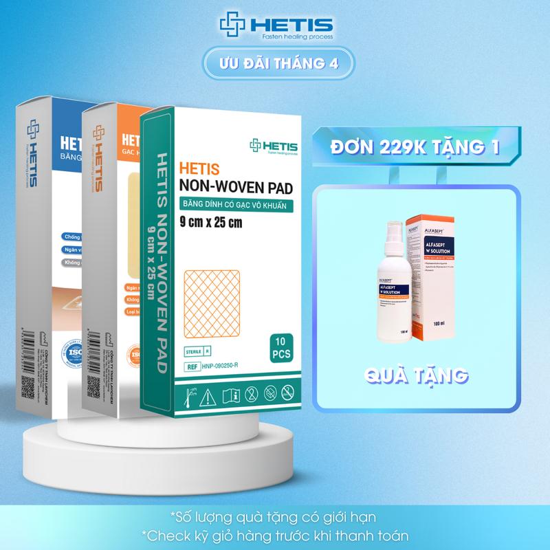 Set Gạc TIÊN TIẾN HETIS cho mẹ sau sinh mổ tiện lợi, chống nước, làm giảm sẹo, thấm dịch (Set tiện lợi 3 loại gạc)