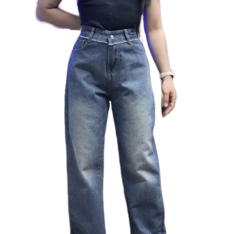 [cotton-A11] Quần Jeans Nữ Nấm Lùn Ống Suông 22cm không Rách Cotton nhà RU BY Women Pants Ong unisex quần jean bò