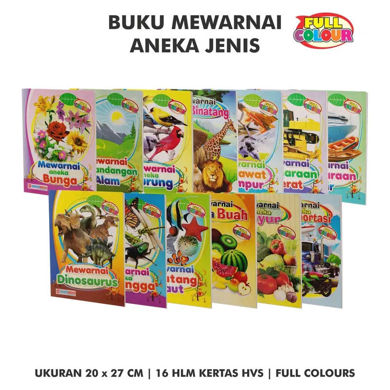 1 PAKET ISI 10 BUKU MEWARNAI Dengan Contoh Untuk Anak Ukuran Besar Full Color LM Books 0