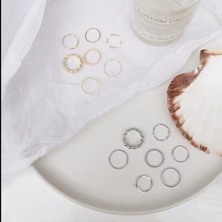 Product Introduction of 8PCS/1set Korean version ring set simple personality pixel ring overlapping ring jewelry 21