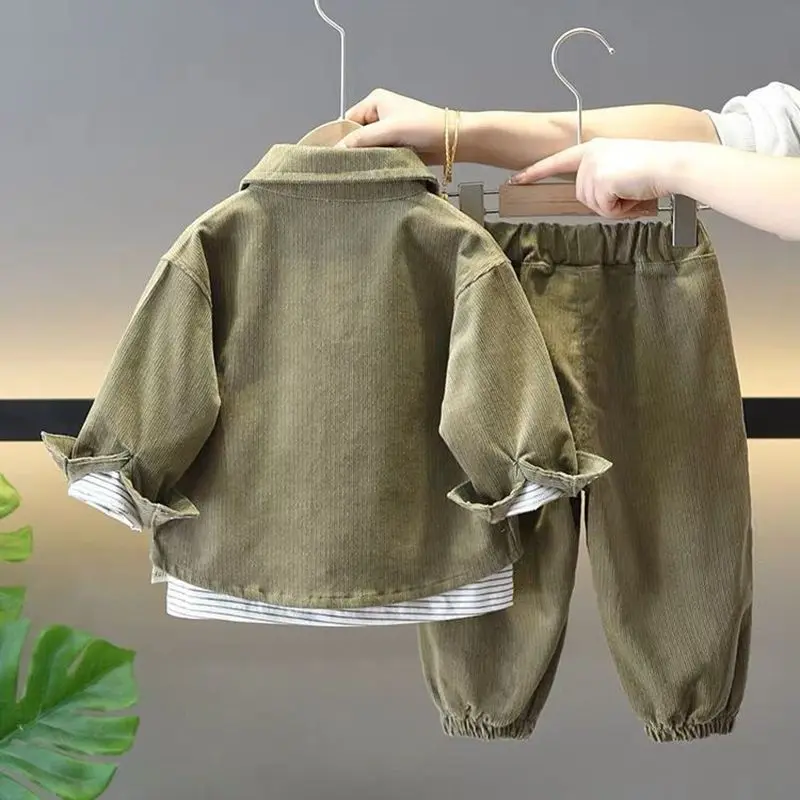 Bộ Quần Áo Mùa Thu Cho Bé Trai, Phong Cách Phương Tây, Đẹp Trai, Thích Hợp Cho Mùa Xuân Và Mùa Thu, Phong Cách Hàn Quốc, Hợp Xu hướng Và Ngầu, Quần Áo Trẻ Em, Bộ Hai Mảnh, Hàng Mới Về Năm 2024 2
