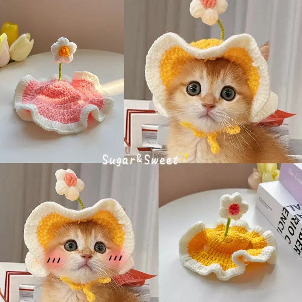 Mũ Thú Cưng, Thích Hợp Cho Chó Mèo, Với Thiết Kế Hoa Dễ Thương, Kẹp Tóc Mũ Đội Đầu Cho Mèo, Phụ Kiện Đội Đầu Cho Chó, Đồ Trang Trí Dệt Tay mũ  bảo  hiểm  cho  cún áo  chống  rụng  lông  mèo mũ  cho  chó áo  chống  rụng  lông  mèo mũ  bảo  hiểm  cho  cún á