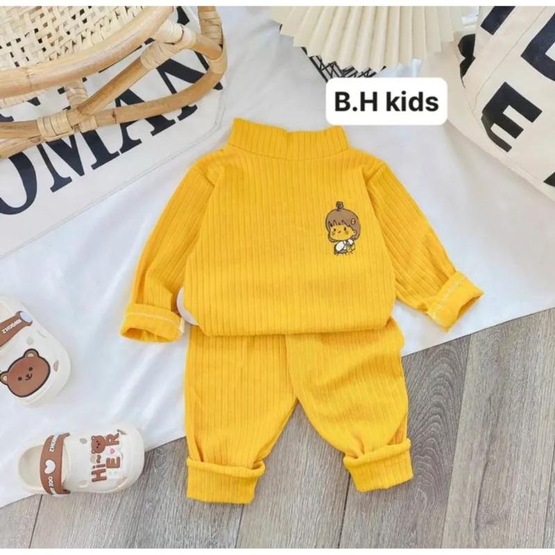 6===16kg Bộ quần áo cao cổ dài tay, chất liệu len tăm họa tiết bé trai bé gái 5