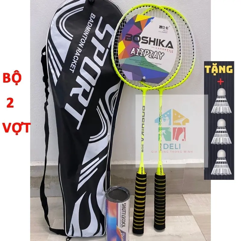 Sét 2 Vợt Cầu Lông Carbon 2 Chiếc + Bao Vợt + Cán Vợt + 3 Quả Cầu - Rèn Luyện Thể Thao, Thể Dục, Kiểu Dáng Sport 1