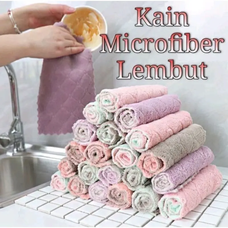 Kain Lap Dapur Meja Piring Anti Minyak Microfiber kitchen towel serbaguna serap Ezzy Cleaning
