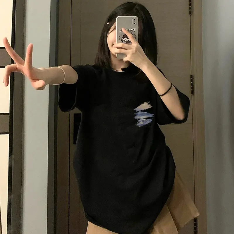 NASA IDOL T-shirt Baju Kaos Atasan Wanita Hitam Terbaru Lengan Pendek Dewasa Distro Keren Premium Korean Style C740  Katun Oversize 1