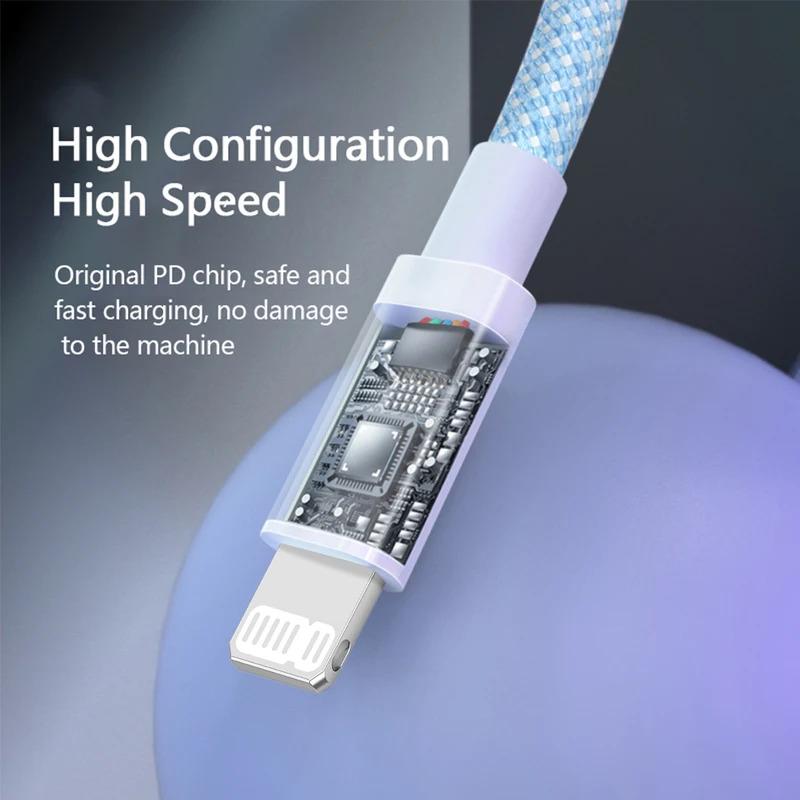 Cáp USB PD 20W, 4 màu có sẵn, Tương thích với iPhone 14, 13, 12, Pro Max, 11 và iPad mini, Sạc nhanh Type C, Cáp dữ liệu USB C, Có sẵn trong 1m và 2m chiều dài 3