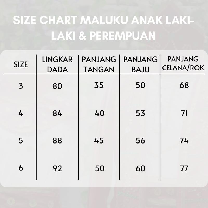 Baju adat anak MALUKU satuan (Laki/Cewek) 4