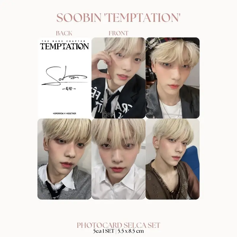 PHOTOCARD TXT SELCA TO DO TEMPTATION 2SISI (ISI 5 PCS + LAMINASI 2 SISI) TANDA TANGAN TTD KPOP IDOL KOREA PREMIUM MURAH UNOFFICIAL YEONJUN SOOBIN BEOMGYU TAEHYUN HUENINGKAI READY STOCK ! 3