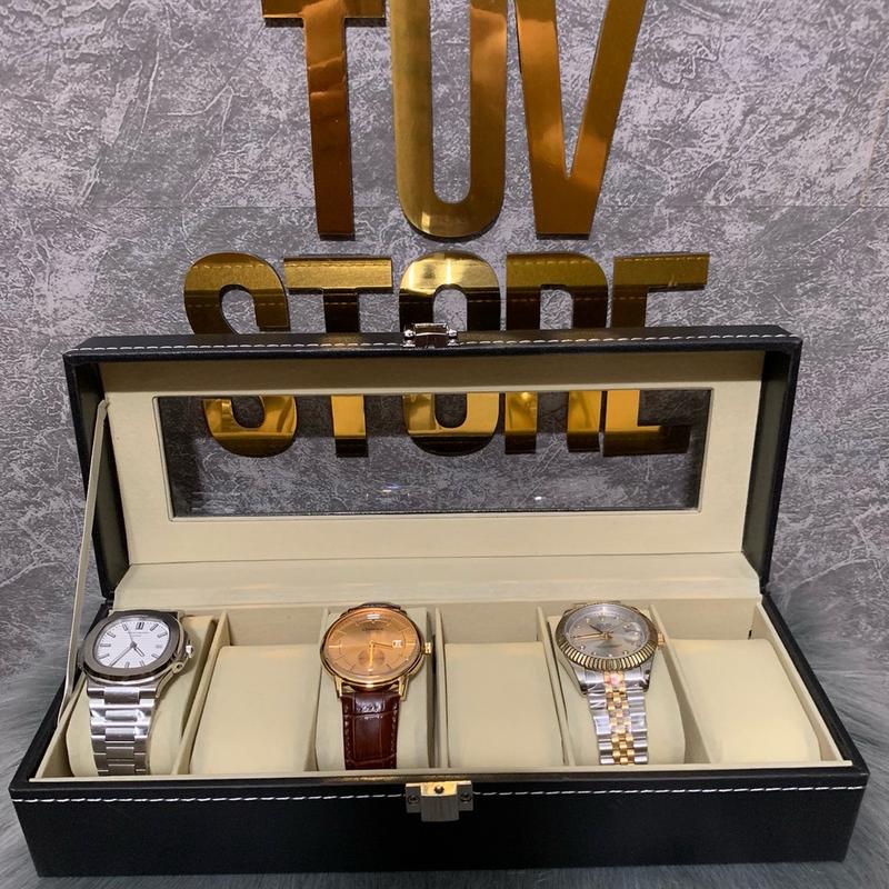 Hộp gỗ để đồng hồ 6 chiếc da pu cao cấp khay đựng đồng hồ nhiều ngăn