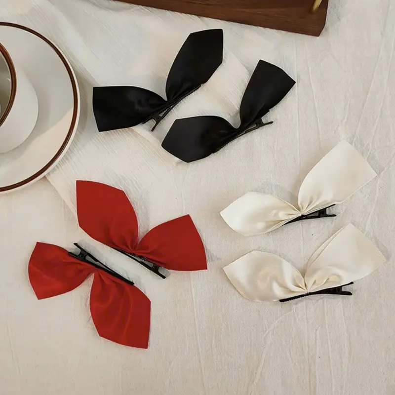 [Set 2 Kẹp] Kẹp tóc hình nơ Xinh Xắn Phong Cách Hàn Quốc Nơ kẹp tóc Fancy fizz - Đen, Đỏ, Trắng - Women, Nữ 6