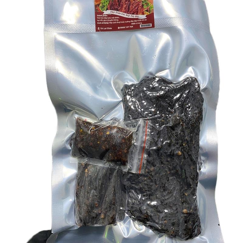 200g Thịt trâu gác bếp thơm ngon vị Tây Bắc kèm chẳm chéo | Hoàng Hà Food Ăn Vặt Chua Cay Snack