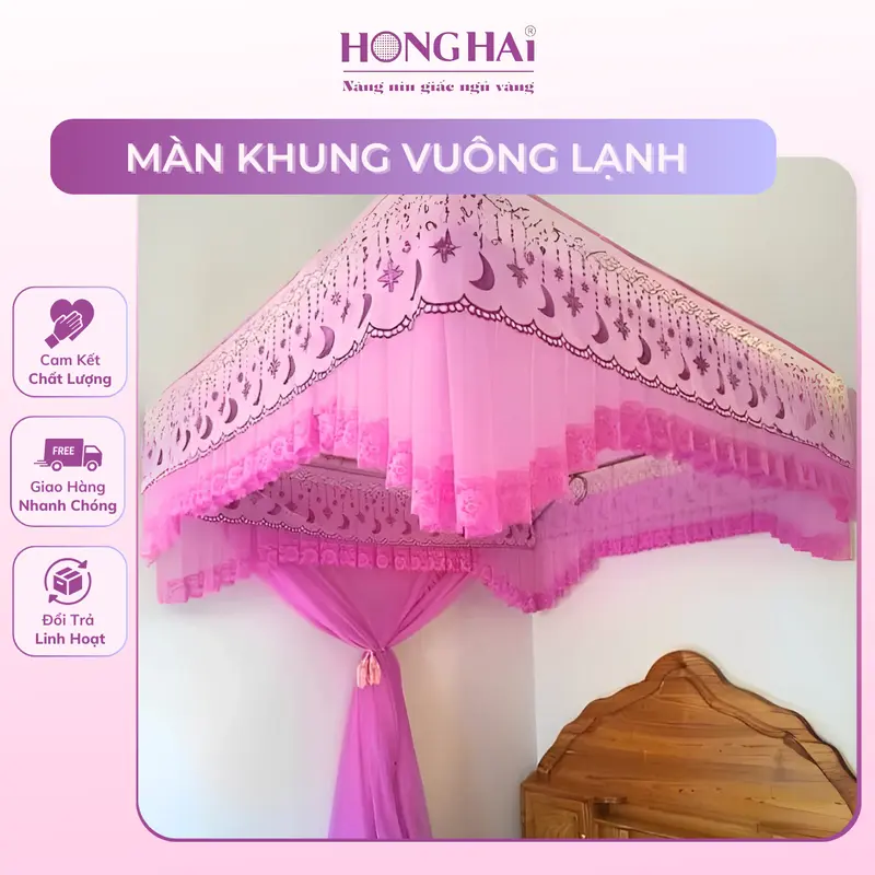 Màn khung vuông lạnh cao cấp HỒNG HẢI đủ màu, đủ kích thước - Bảo hành 12 tháng mùng  khung 0