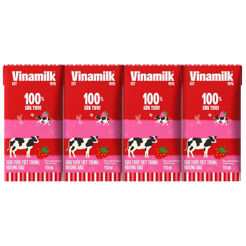 Thùng 48 Hộp Sữa tươi tiệt trùng Vinamilk 100% Dâu 110ml