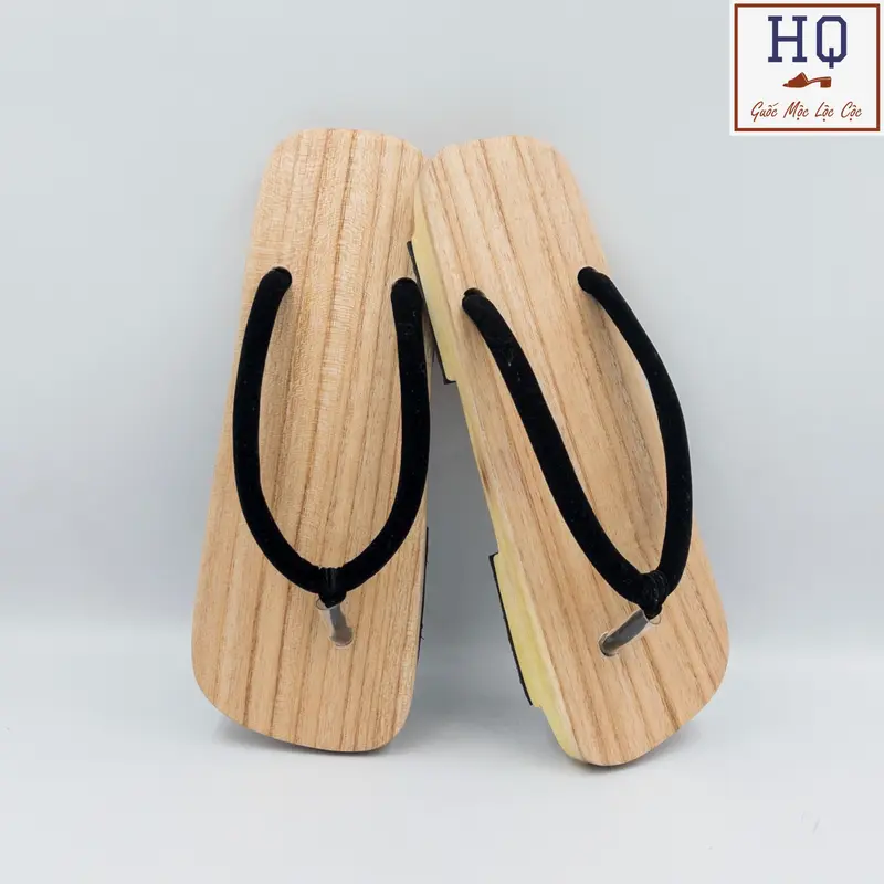 Guốc gỗ mũi vuông Nhật Bản nữ, dép kẹp gỗ xỏ ngón Geta Việt (phiên bản thấp dành cho nữ), guốc mộc quai kẹp, phụ kiện anime cosplay kimono, yukata 1